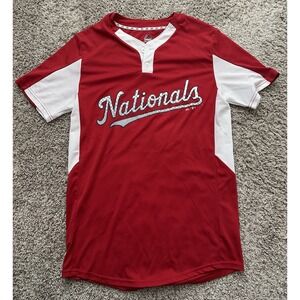 Majestic‎ Mens Baseball Shirt Small Red Cool Base NATIONALS 20